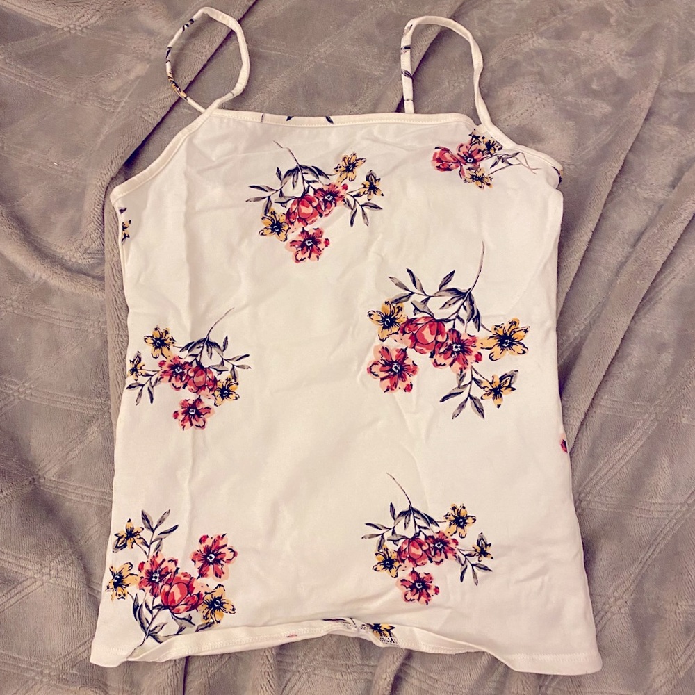 Garage White Floral Camisole Tank Top